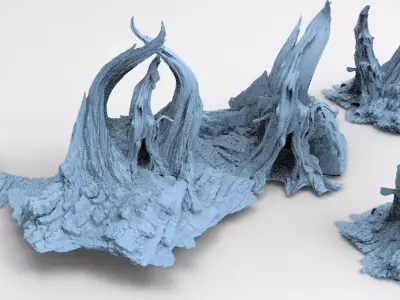 Medieval Witches Hollow Tree 5 models Rocks  3D model