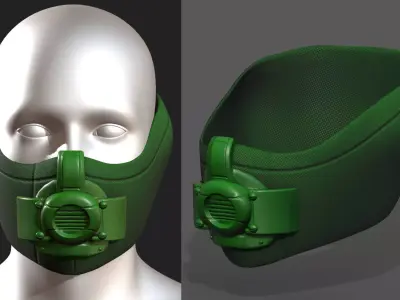 Gas mask respirator scifi futuristic 3d model  Low-poly 3D model 7