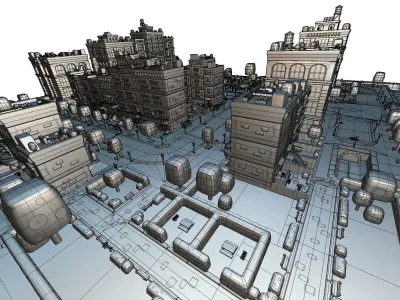 City Set - Proto Series Low-poly 3D model