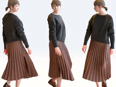 Posed Asian Casual Woman - 5 Pack 5 - C1-F5M 3D model