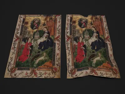 Madonna and Unicorn Tapestry Low-poly 3D model