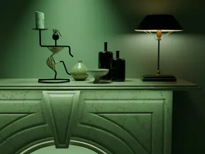  Elegant Decor on a Fireplace Mantel Free 3D model