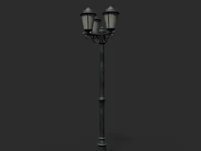 Triple Lamp Post 1 Low-poly 3D model