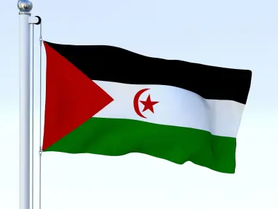 Animated Western Sahara Flag Low-poly 3D model
