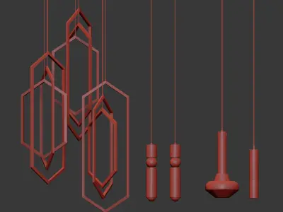 Four Hanging Light Set 05 3D model