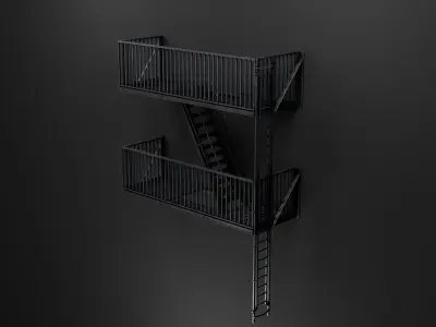 Fire Escape Stairs  3D Asset Low-poly 3D model