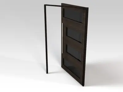 Dark wooden door 3D model