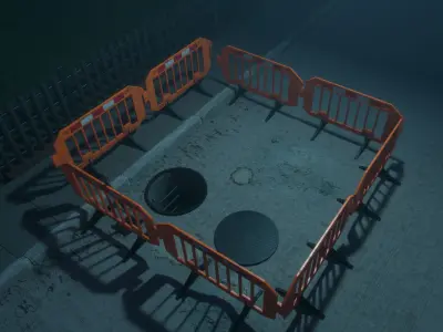 Orange Plastic Roadwork Barricade 3D model