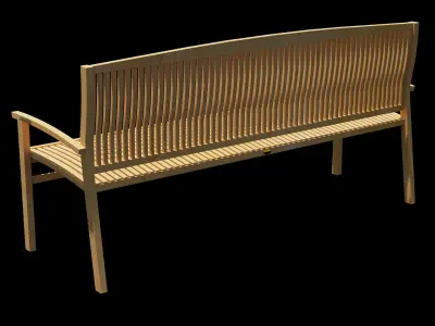 Wooden Garden Bench Free 3D model