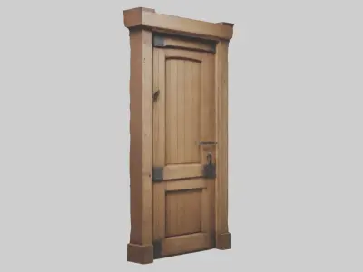 Wooden door Model Low-poly 3D model