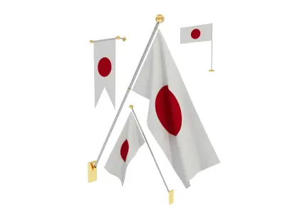 Flags of Japan 3D model