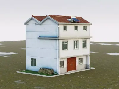 Self-built Rural House Low-poly 3D model