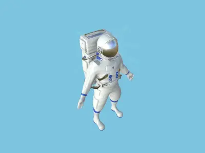 Astronaut Outfit 05 - White Blue - Character Design Fashion Low-poly 3D model