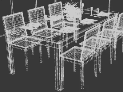 Skovby table with Ochre lights 3D model
