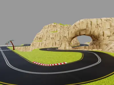 Road map Low-poly 3D model