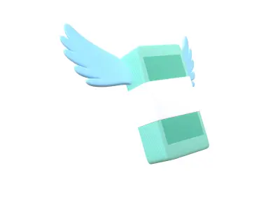 Cartoon Money With Wing V1 005 Low-poly 3D model