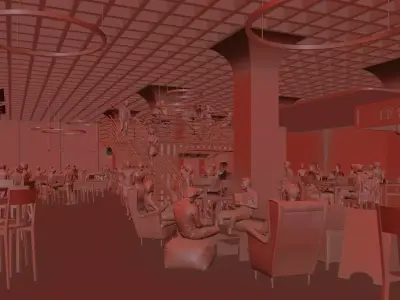 Modern Office Tower with Public Park and Lively Ground Floor 3D model