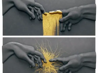 Creation of Adam by Michelangelo  3D model