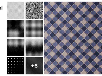Arabesque Lantern Mini Tile in Straight Set Texture