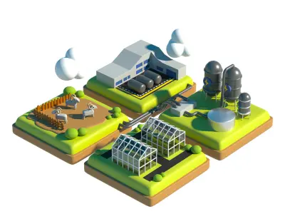 C4D model - energy scenario elements 3D model