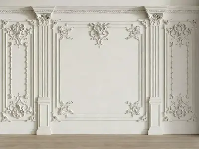 French Plaster Molding Accent Wall 3D model buy