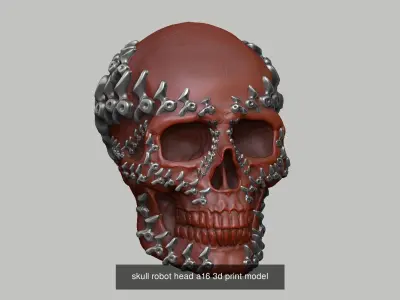 10 skull robot head and ornament skull 3d print model 3D Model Pack