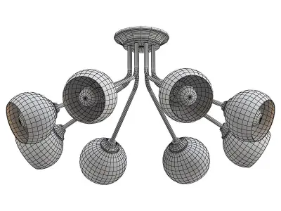 Vitaluce-V4724-18PL six light ceiling fixture with glass globes 3D model