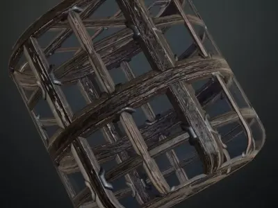 Ancient Medieval Wood Jail Grate PBR Seamless Texture