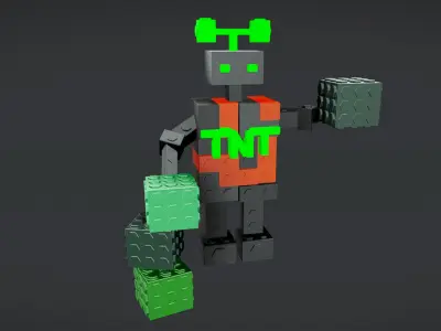 Brick Toy 3D - Low Poly - Warrior Robots Low-poly 3D model