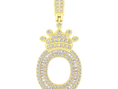 Crown Initial  O  Letter Pendant 3D print model