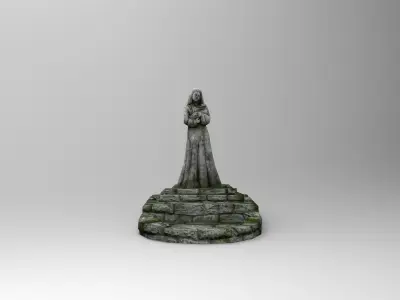 Shrine Lady With Goose Low-poly 3D model
