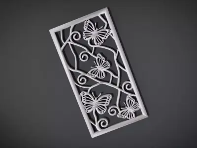 Window ventilation ornaments with Butterfly motifs 3D print model
