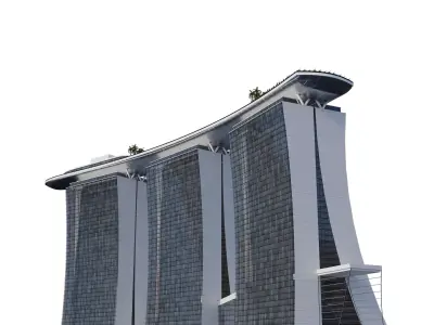 Marina bay building Low-poly 3D model