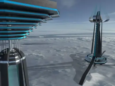 SCIFI Tower Building - PBR  Game-Ready Low-poly 3D model