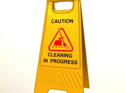 Cleaning In Progress Sign Board Low Poly Low-poly 3D model