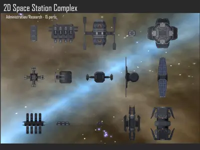 2D Space Station Complex Texture