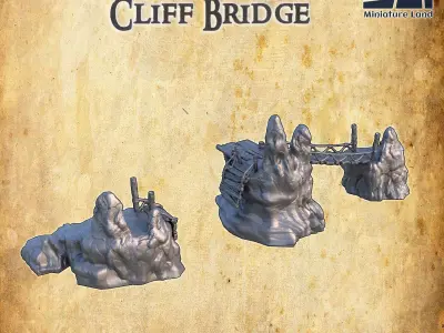Wooden Cliff Bridge Tabletop Terrain 28 MM 3D print model