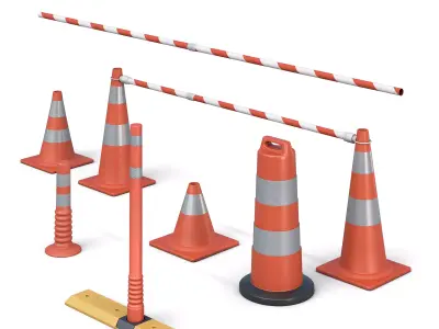 Set of Road Traffic Cones 3D model