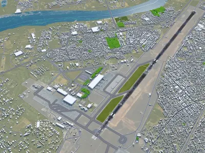 Sardar Vallabhbhai Patel International Airport Ahmedabad 10km Low-poly 3D model