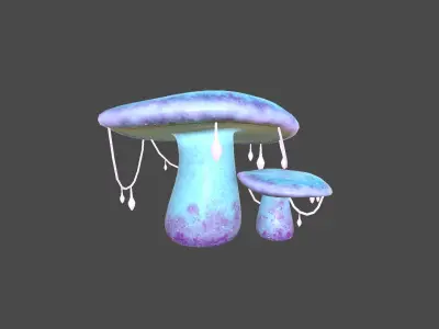 Fantasy Mushroom C01 Purple Blue - Scene Backdrop Design Low-poly 3D model