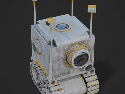 Camera Robot rigged and animated game ready Low-poly 3D model