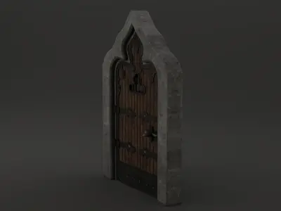 Medieval Door  Cell Door Arched Gothic Design 3D Model Low-poly 3D model