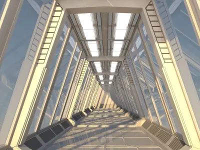 Sci Fi Tunnel Low-poly 3D model 9