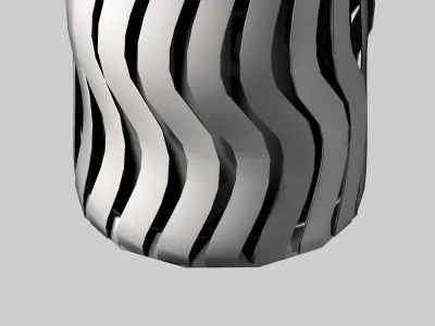 Aluminum circular cage type trash can Low-poly 3D model