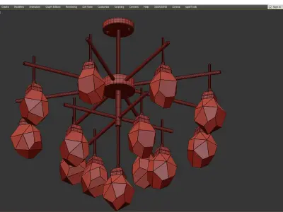 CRISTEL B gold chandelier with crystals Low-poly 3D model