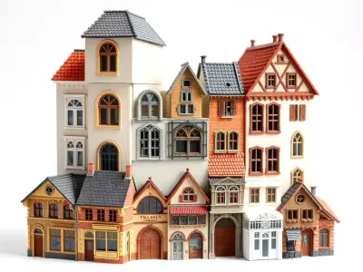 Charming European Village model pack Low-poly 3D model