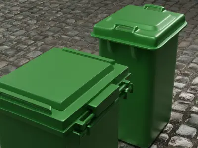 2 trash cans  3D model