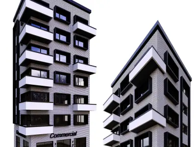 Modern building whit brick 3D Model Pack