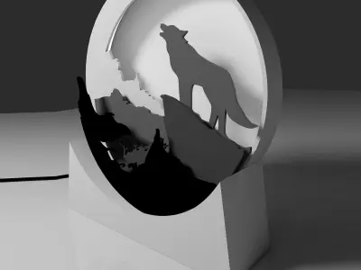 Howling wolf light box  3D print model