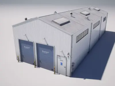 Industrial Warehouse Building Low-poly 3D model